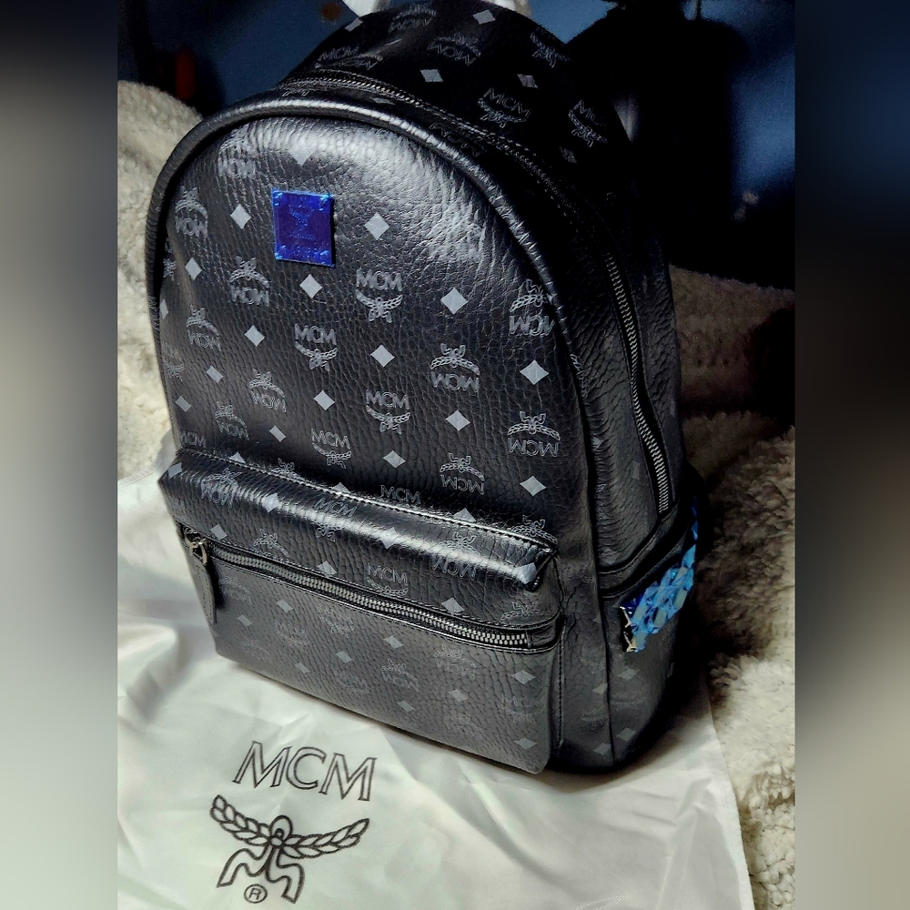 MCM stark Studded Backpack Nwt Still Has Blue  Protective Film Never Used - Picture 12 of 12